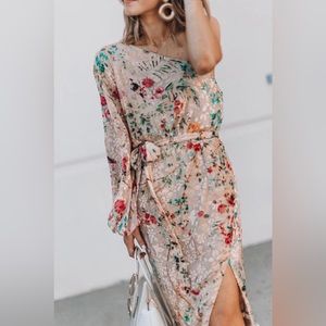 Floral One Shoulder Midi Dress